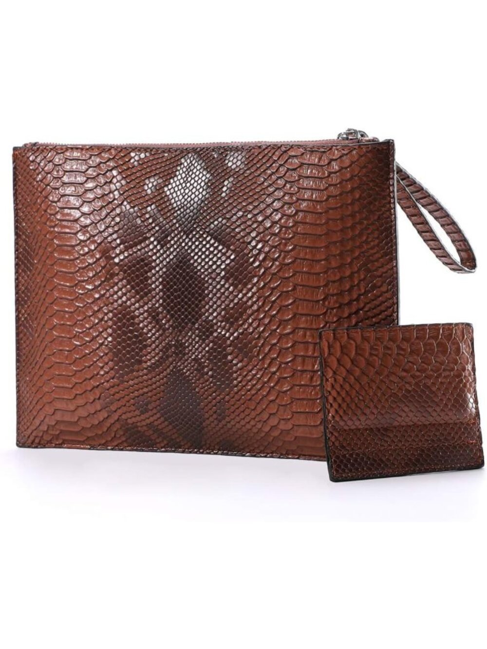 Chic Snakeskin PU Leather Clutch - Stylish Envelope Purse with Hand Strap for